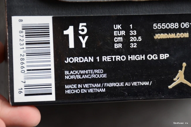 555088-061 Retro Jordan Air 1  Kids 'Gym Red' Og High 1118